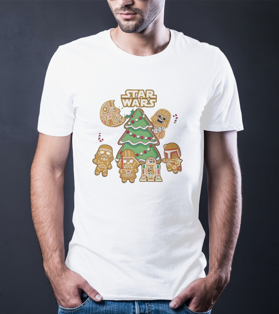 Star Wars Characters Gingerbread Christmas Tree Cookies T-Shirt