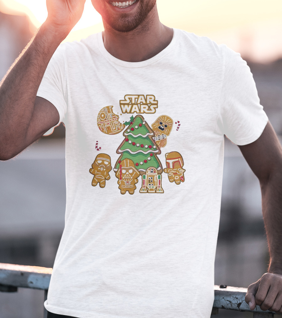Star Wars Characters Gingerbread Christmas Tree Cookies T-Shirt