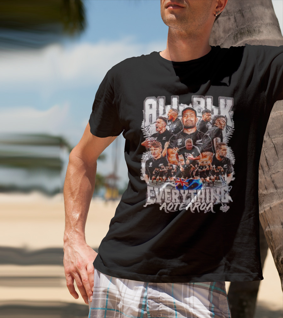 All Blk Everything AoteAroa Rugby Team Haka New Zealand Flag Ferns T-Shirt