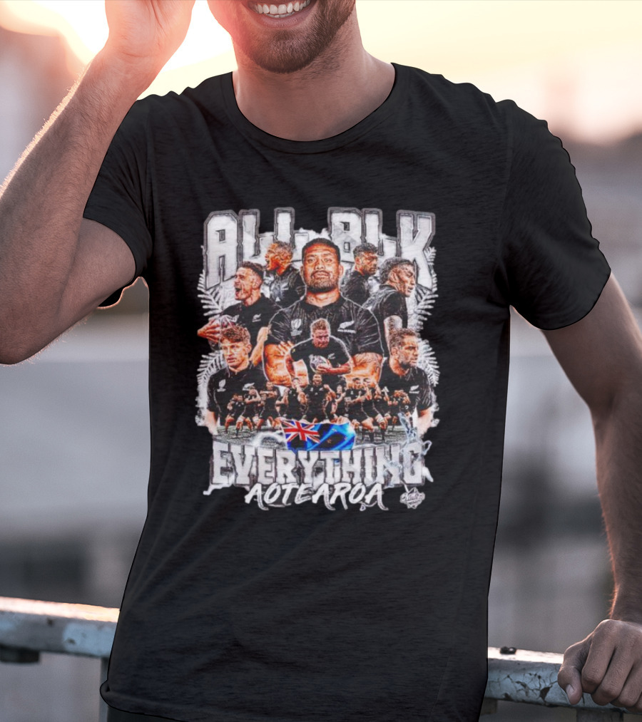 All Blk Everything AoteAroa Rugby Team Haka New Zealand Flag Ferns T-Shirt