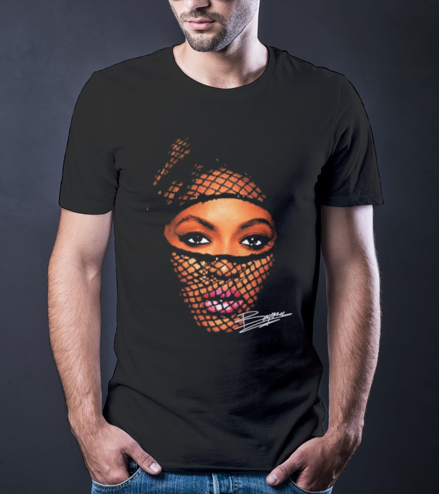 Beyonce Big Face Signature Vintage Mesh Look T-Shirt