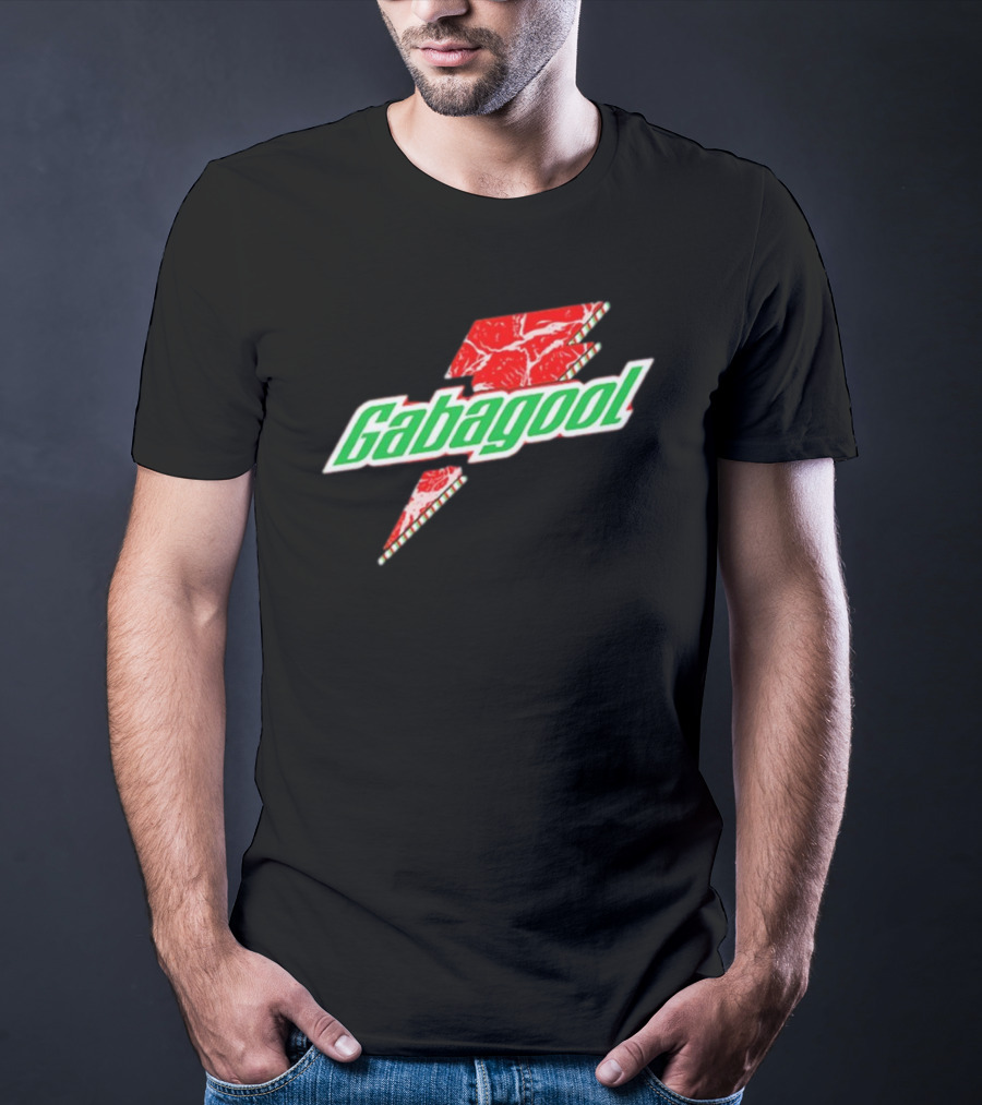 Gabagoolade Lightning Bolt Logo Meat Pattern Heavyweight T-Shirt