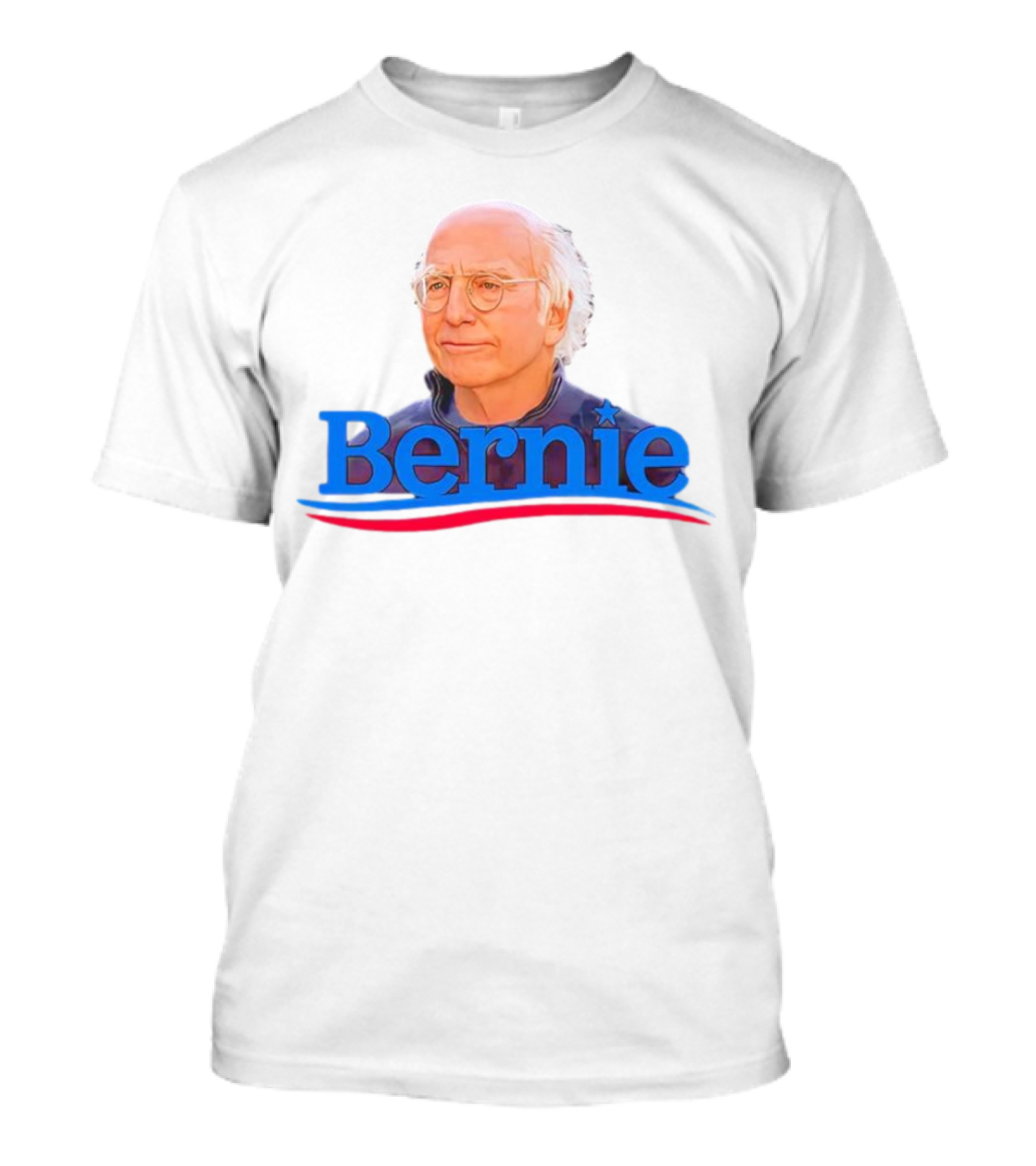 Bernie Larry David Parody With Blue Lettering And Red Stripe T-Shirt
