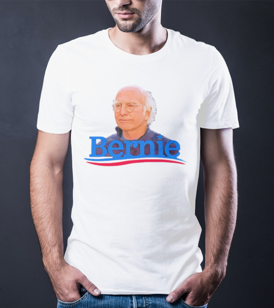 Bernie Larry David Parody With Blue Lettering And Red Stripe T-Shirt