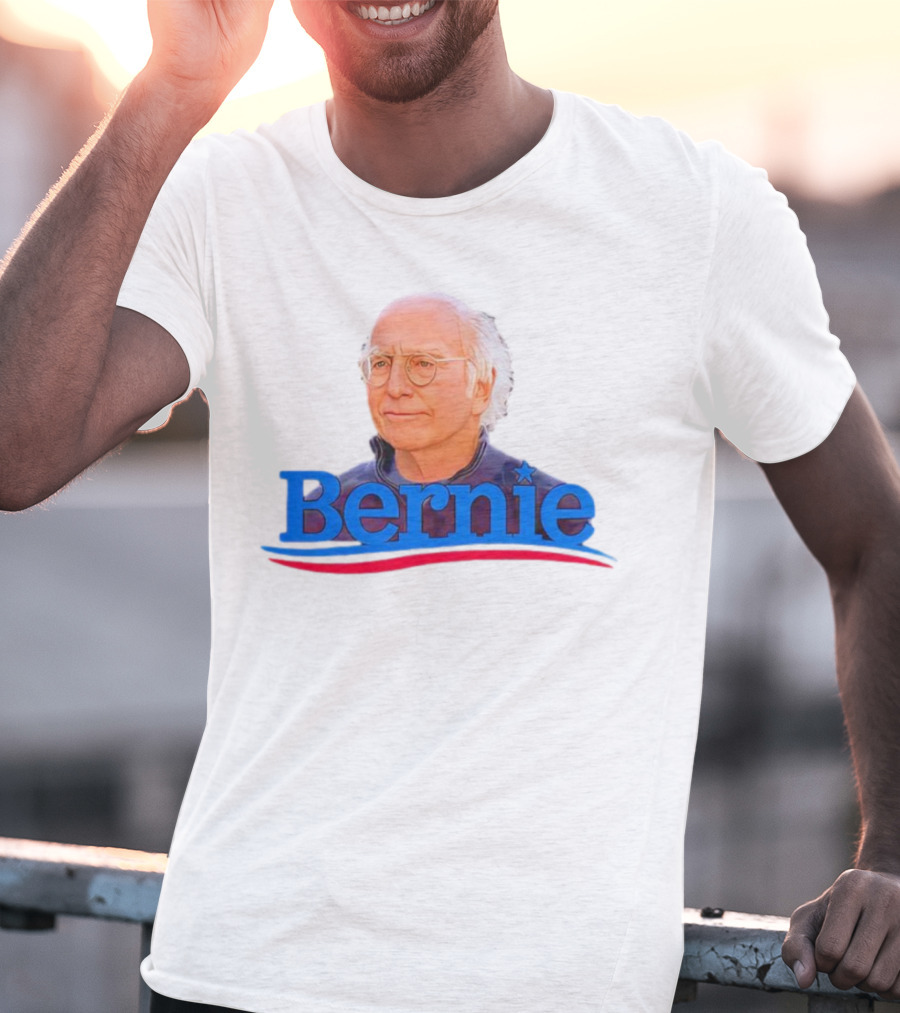 Bernie Larry David Parody With Blue Lettering And Red Stripe T-Shirt