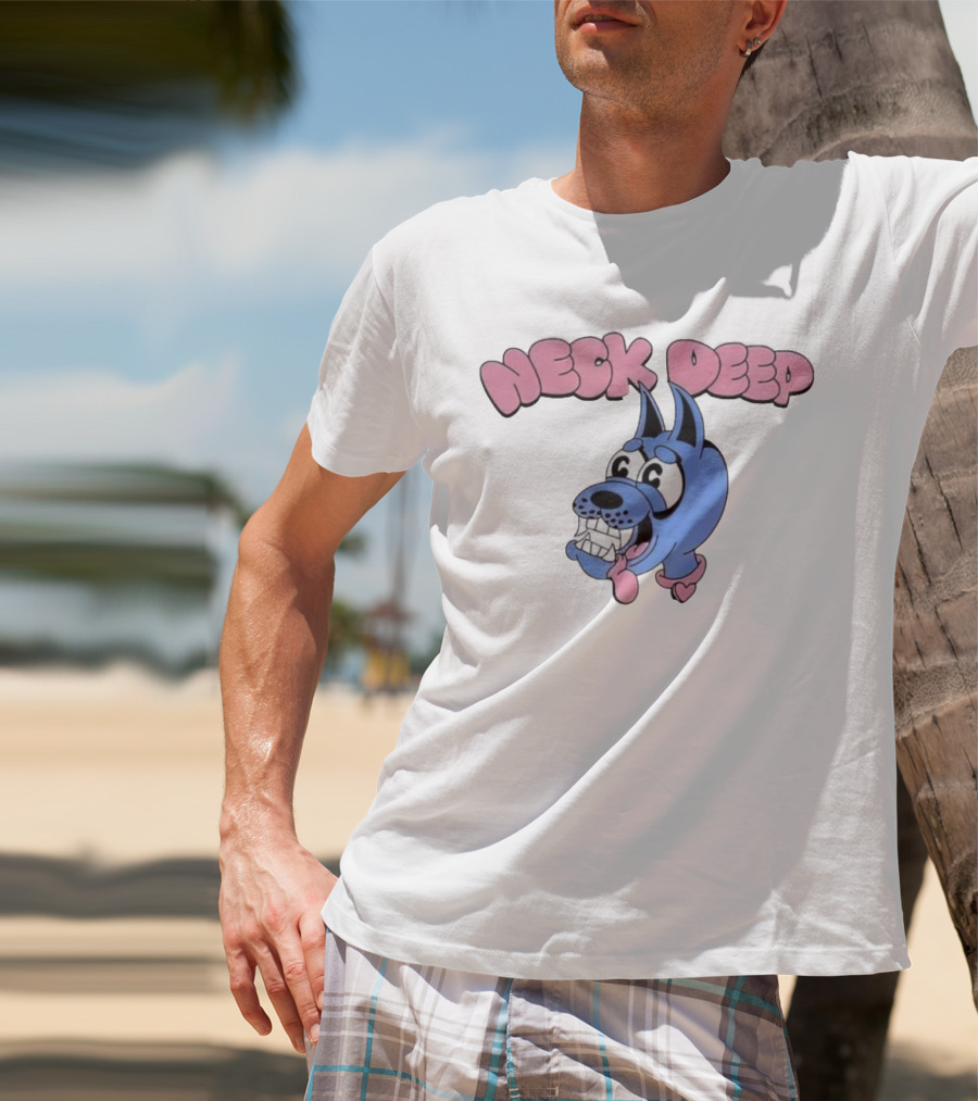 Neck Deep Cartoon Doggo With Drooling Tongue T-Shirt