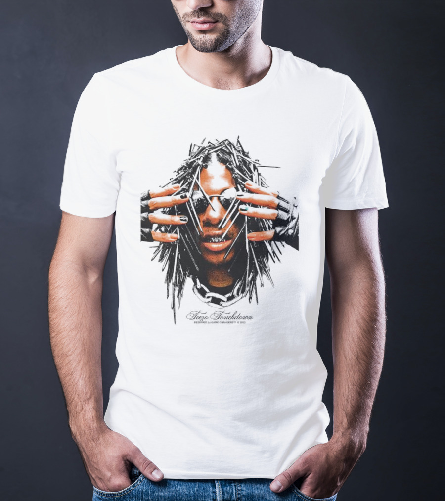 Teezo Touchdown Big Face Vintage Dark Sunglasses And Dreadlocks T-Shirt