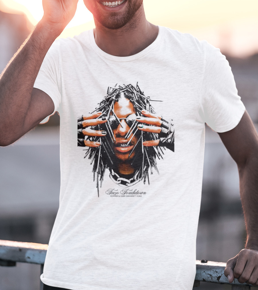 Teezo Touchdown Big Face Vintage Dark Sunglasses And Dreadlocks T-Shirt