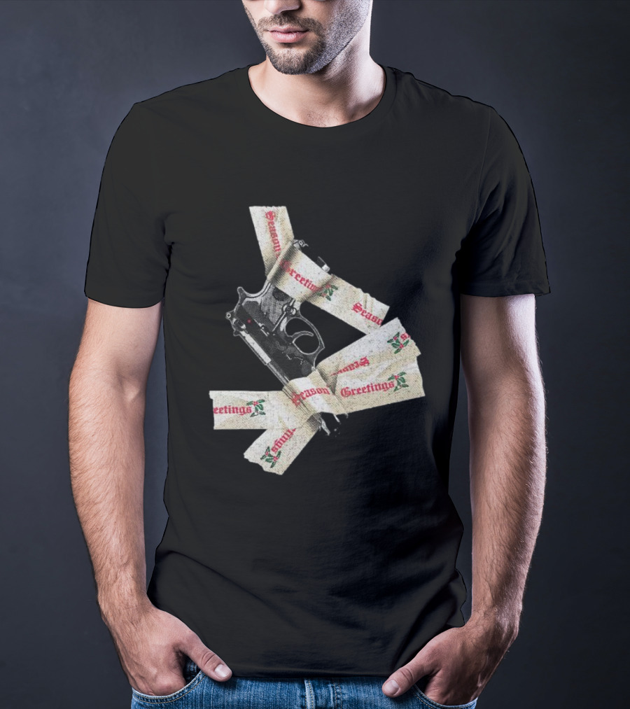 Yippie Ki Yay Seasons Greetings Gun Holiday Humorous Reference T-Shirt