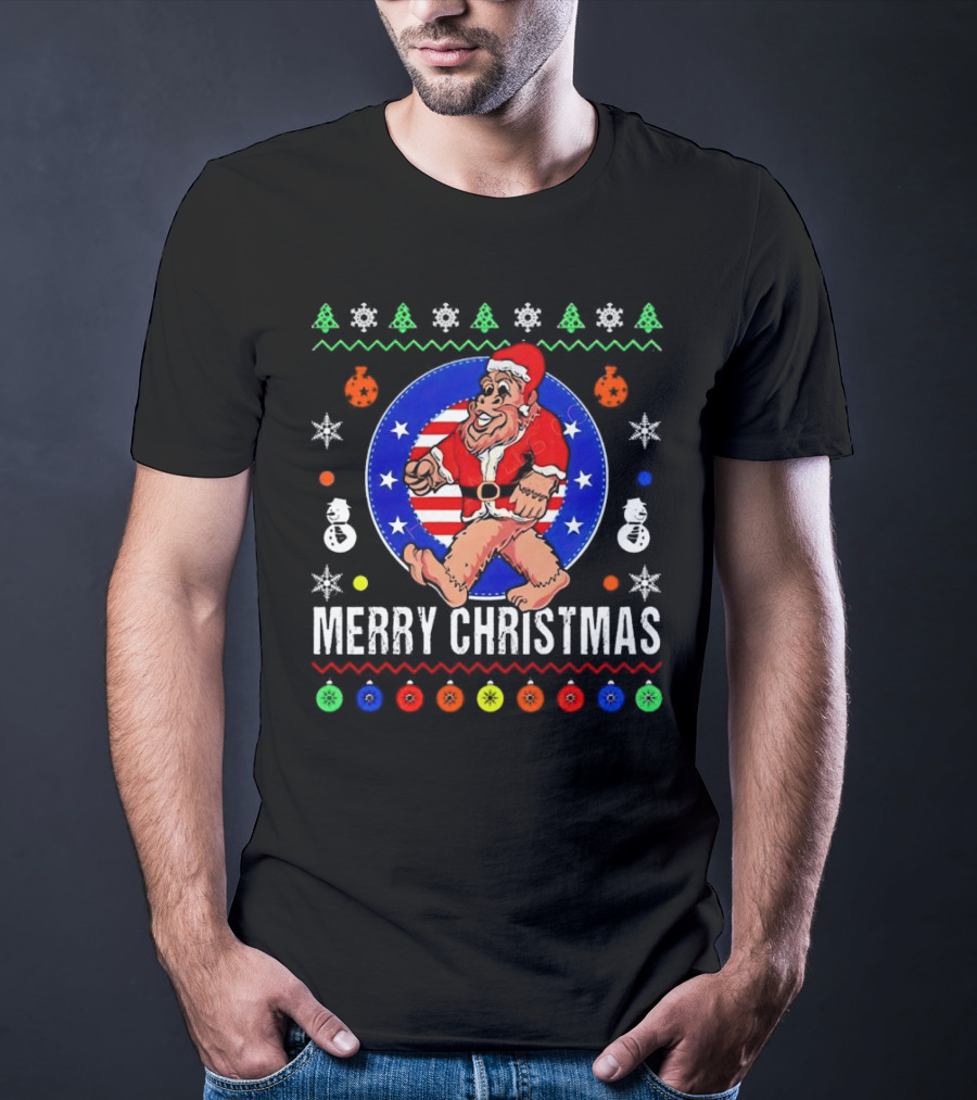 Merry Christmas Bigfoot Santa Claus Festive Holiday T-Shirt