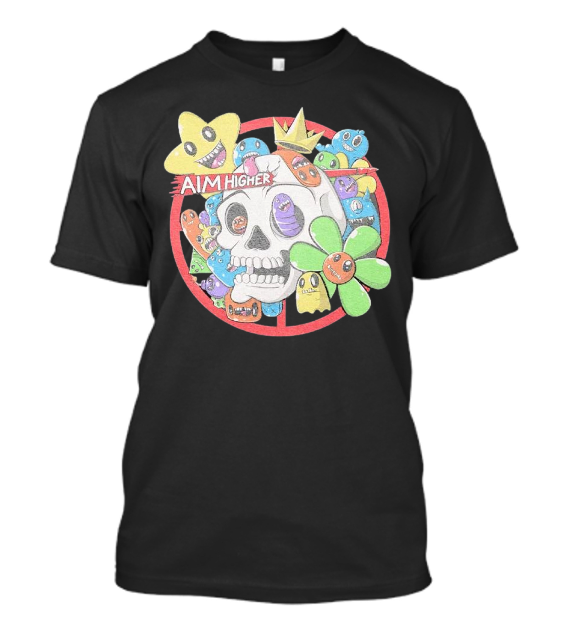 Friends N Monsters Aim Higher Cotton Candy Skull Star Flower T-Shirt