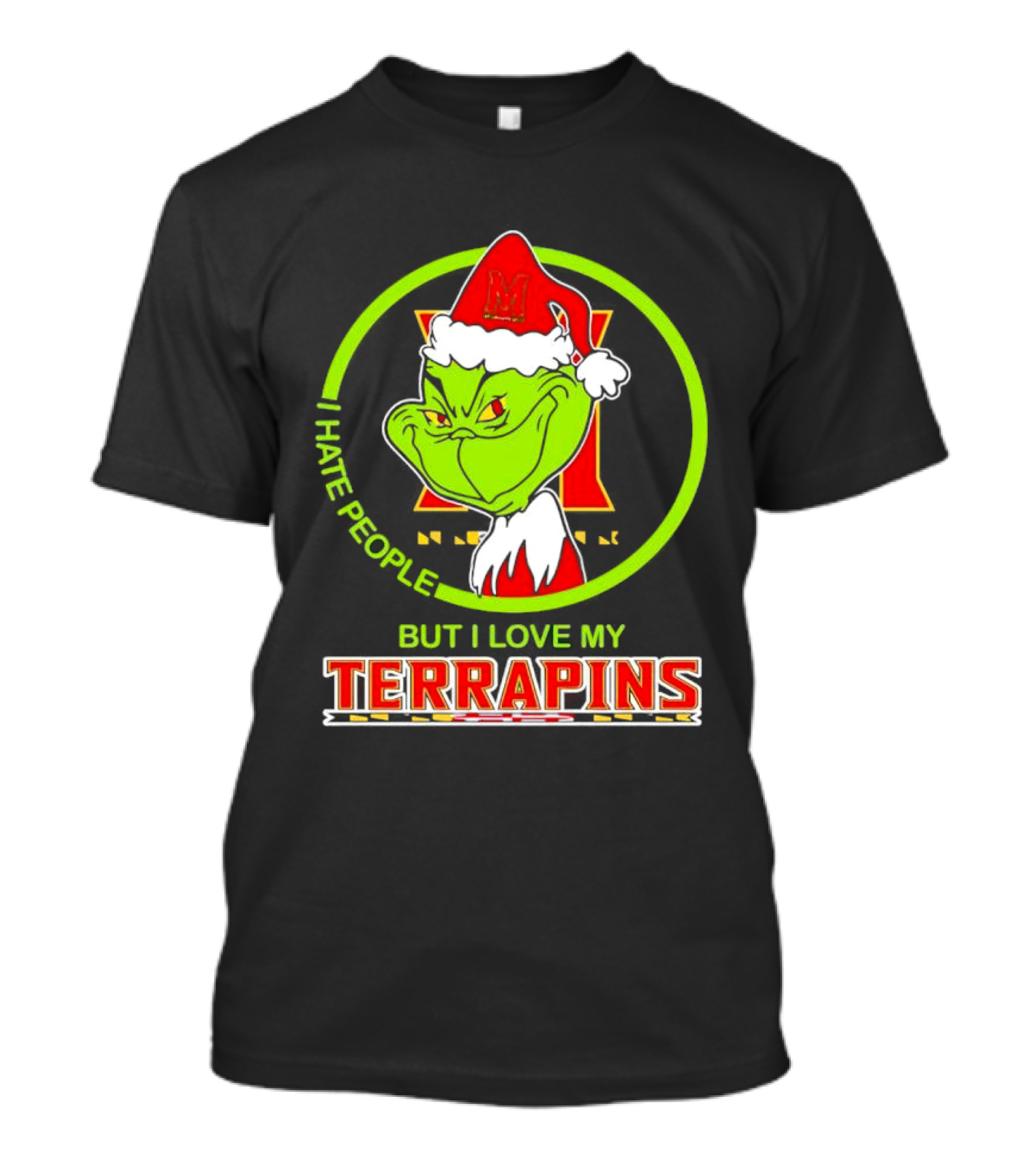 Grinch I Hate People But I Love My Maryland Terrapins Christmas T-Shirt