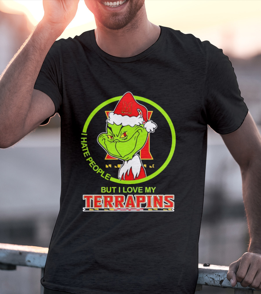 Grinch I Hate People But I Love My Maryland Terrapins Christmas T-Shirt