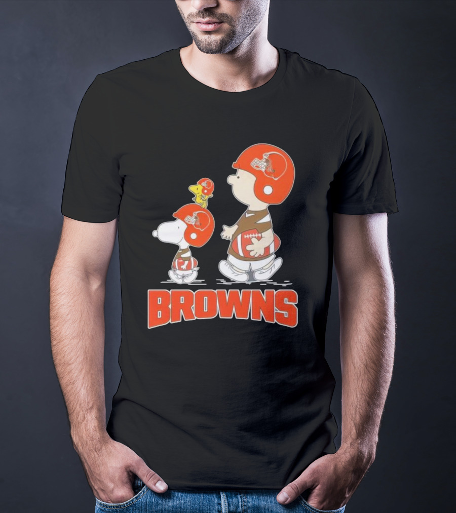 Snoopy Charlie Brown Woodstock Football Browns T-Shirt
