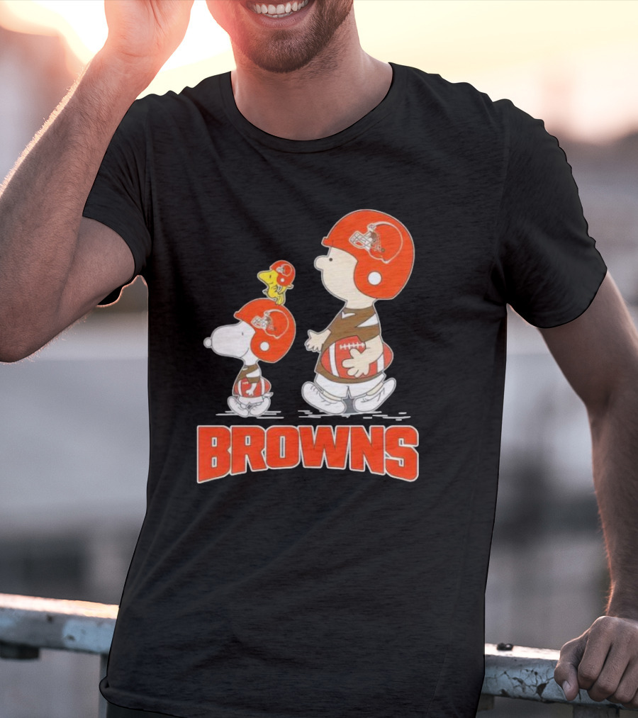 Snoopy Charlie Brown Woodstock Football Browns T-Shirt