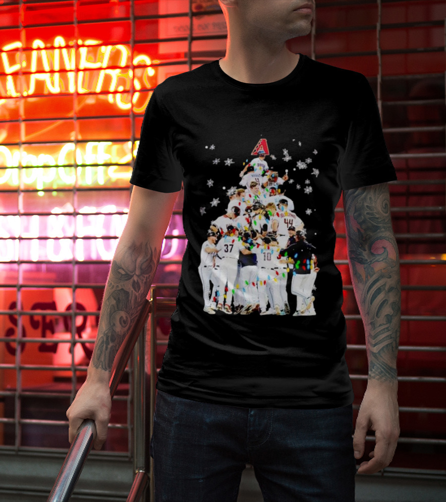 Arizona Diamondbacks Baseball Team Christmas Tree With Logo And Players T-Shirt