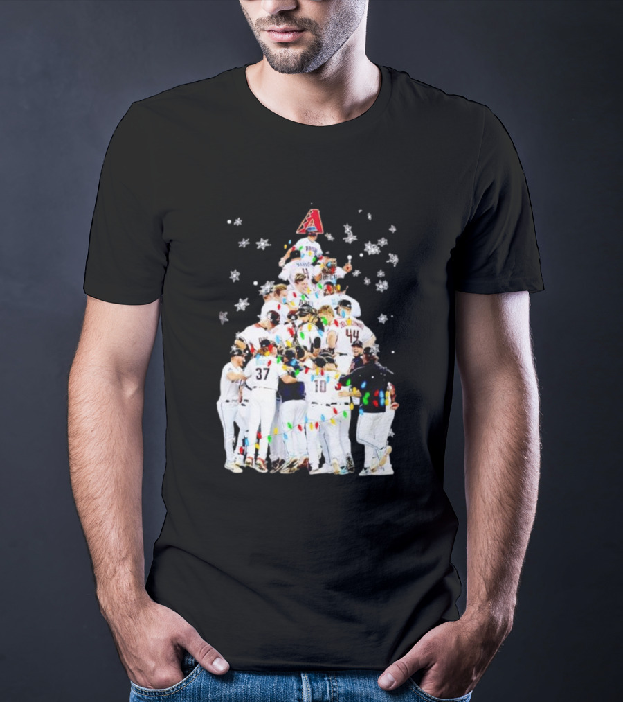 Arizona Diamondbacks Baseball Team Christmas Tree With Logo And Players T-Shirt