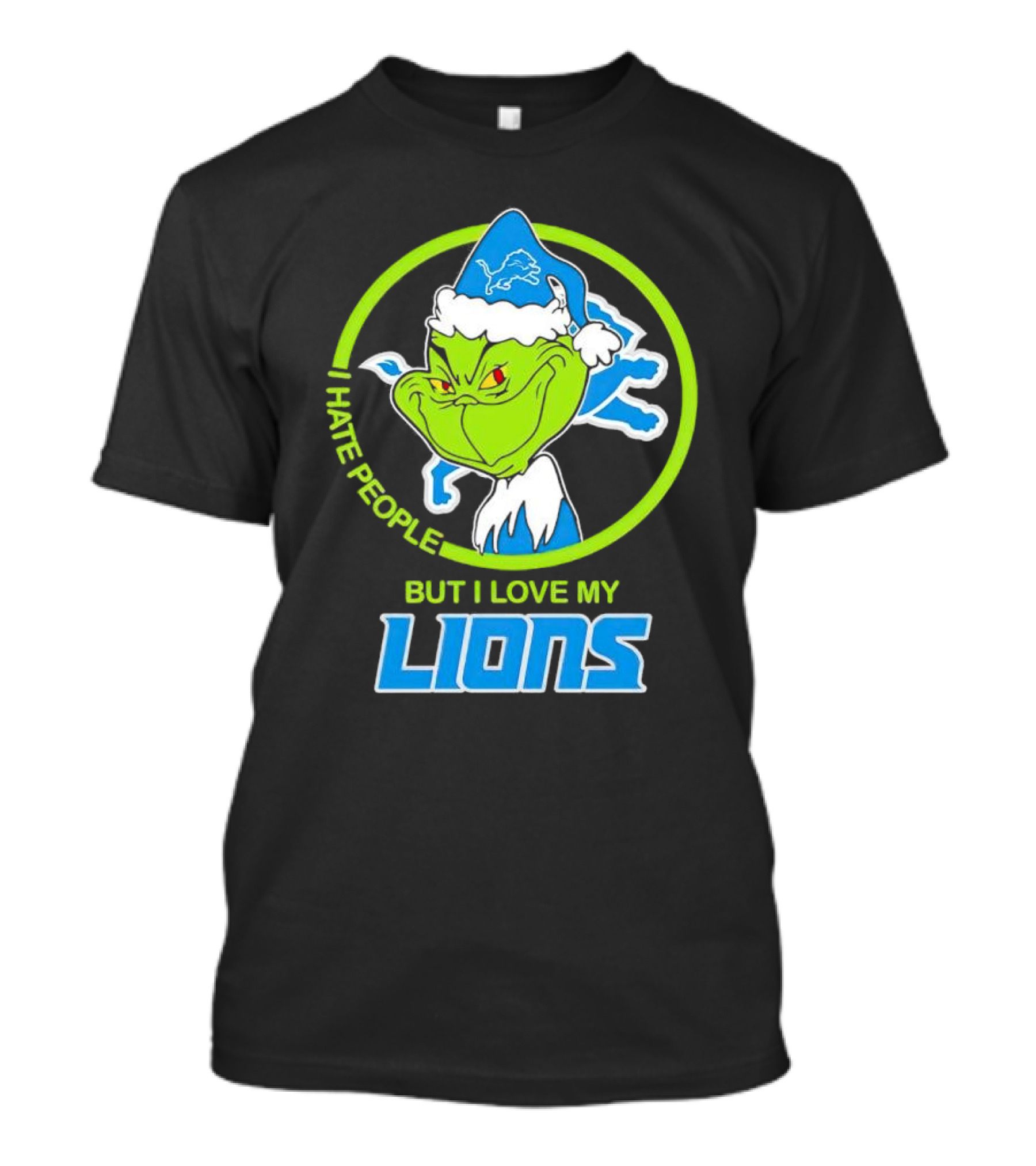 Grinch I Hate People But I Love My Detroit Lions T-Shirt