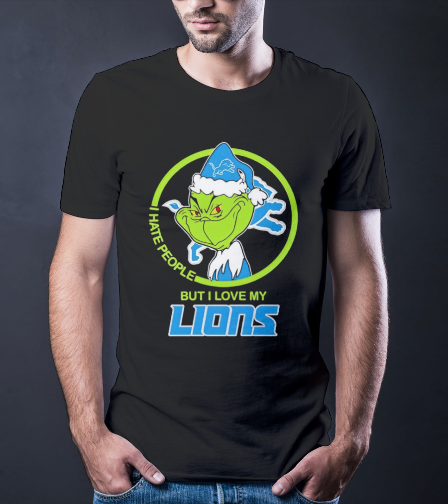 Grinch I Hate People But I Love My Detroit Lions T-Shirt