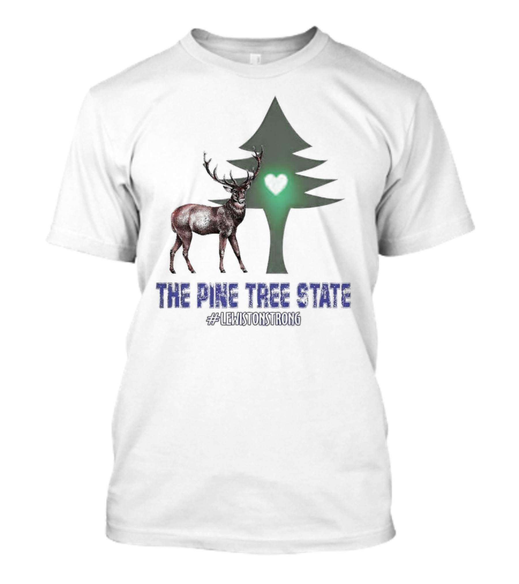 Reindeer The Pine Tree State Heart Icon #LewistonStrong T-Shirt
