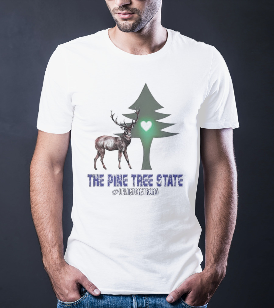 Reindeer The Pine Tree State Heart Icon #LewistonStrong T-Shirt