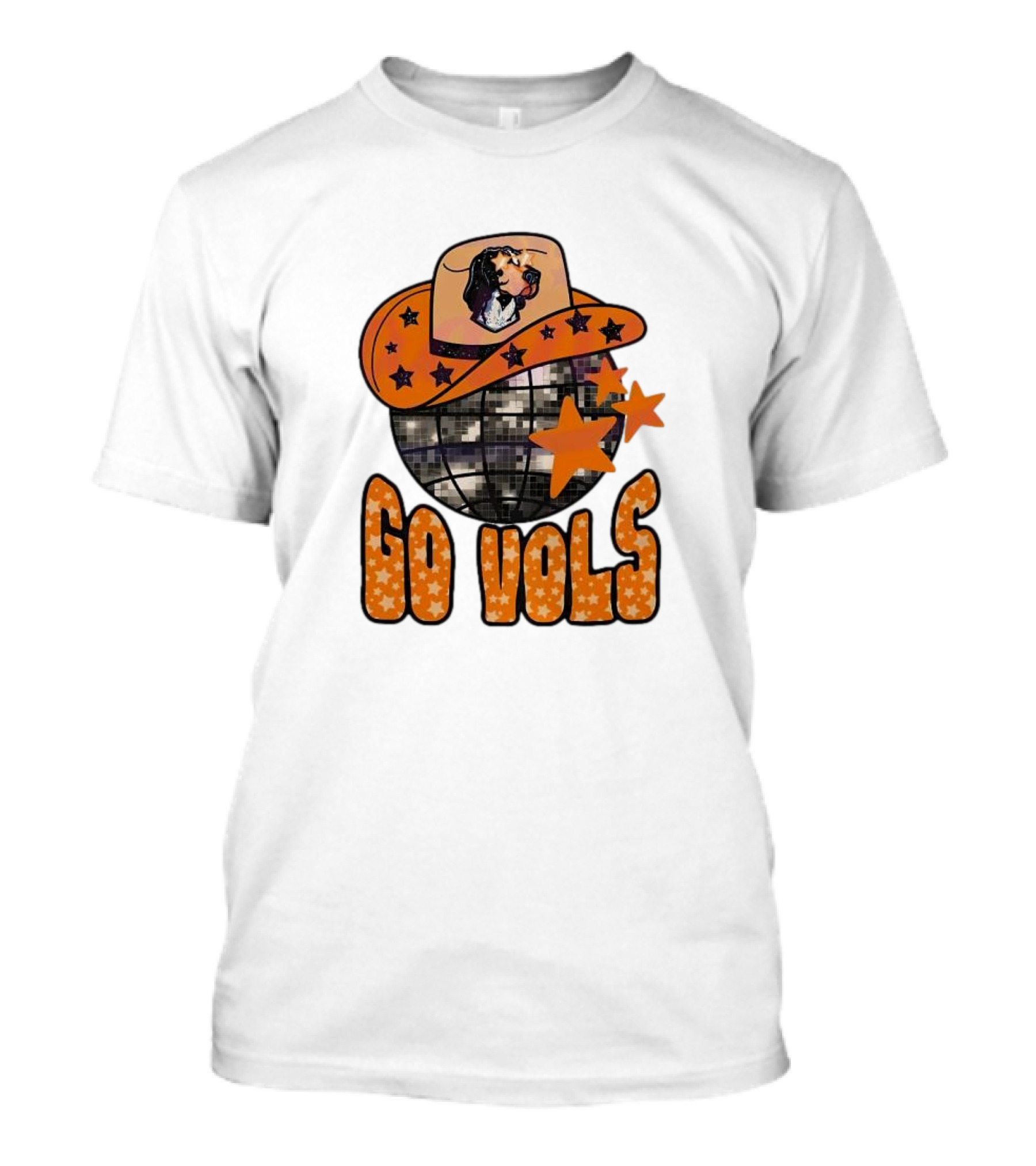 Tennessee Vols Go Vols Disco Ball Cowboy Hat Stars NCAA Mascot T-Shirt
