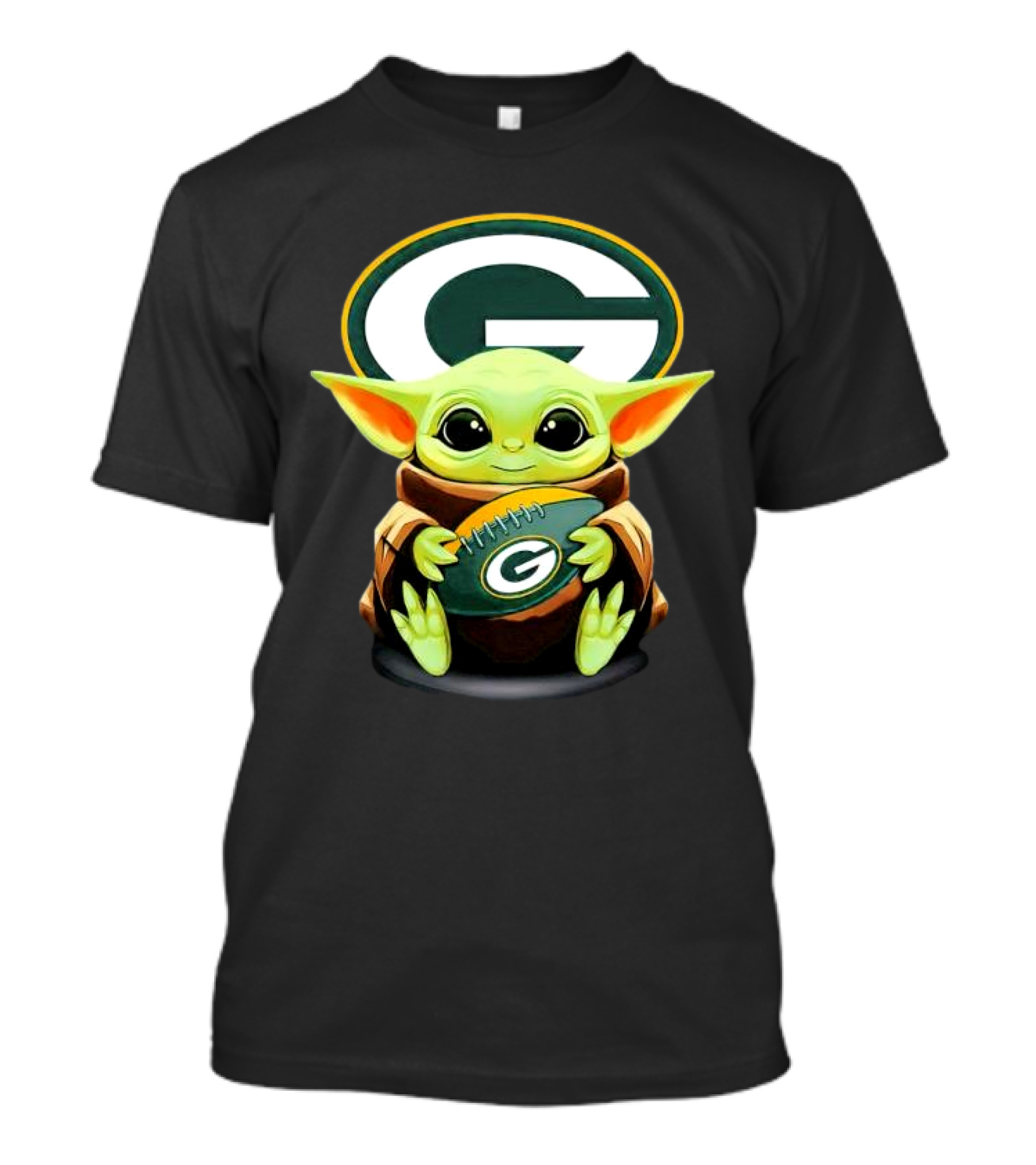 Baby Yoda Green Bay Packers Football Hug T-Shirt