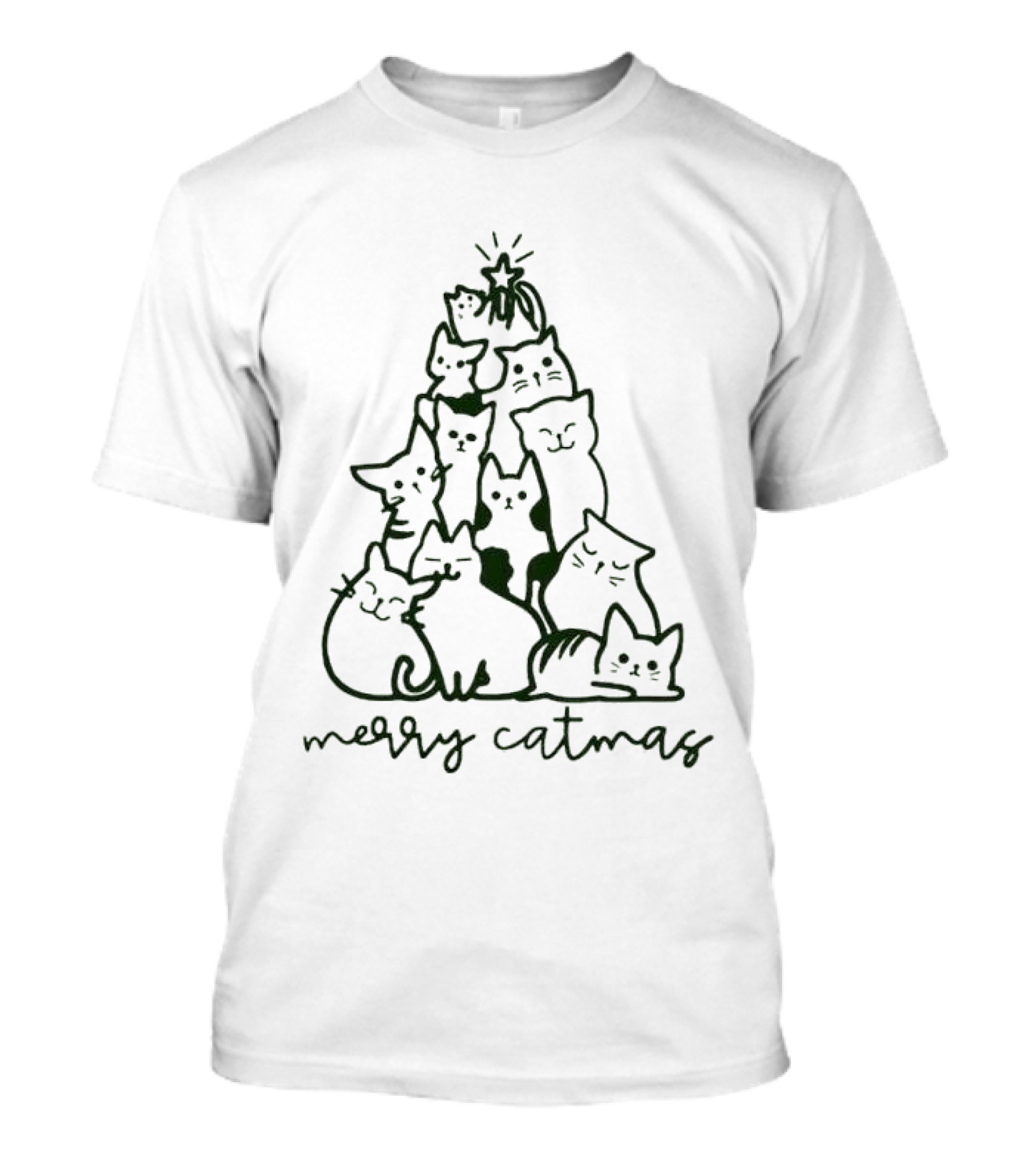Merry Catmas Cats Christmas Tree T-Shirt