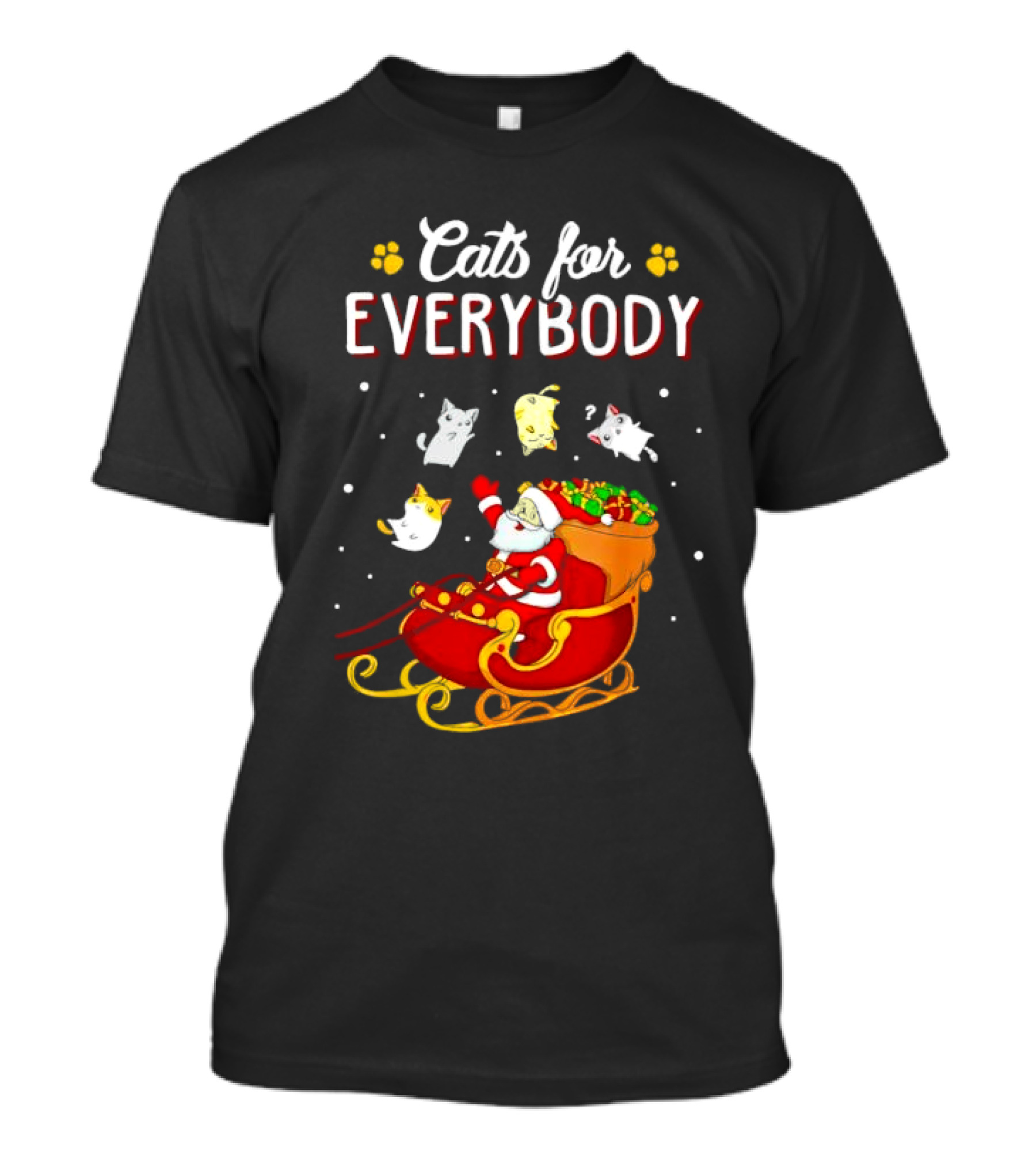 Cats For Everybody Santa With Cats Sleigh Christmas T-Shirt