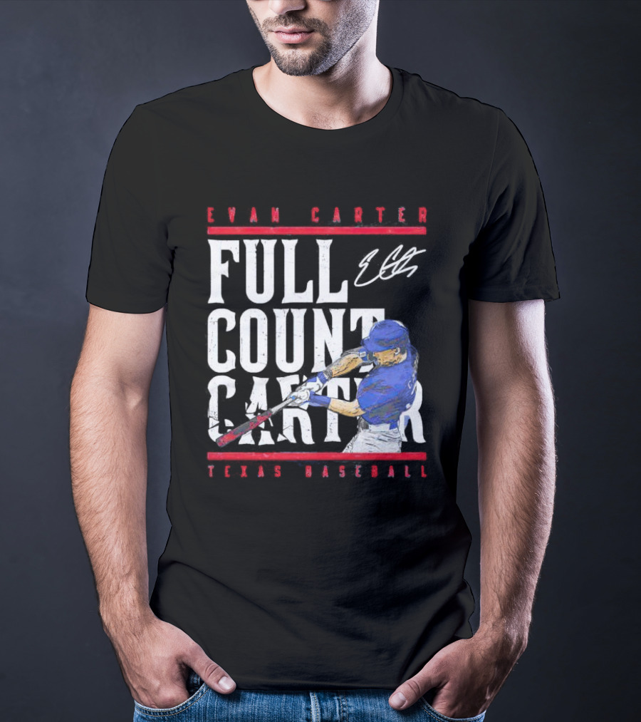 Evan Carter Full Count Carter Texas Baseball Signature T-Shirt