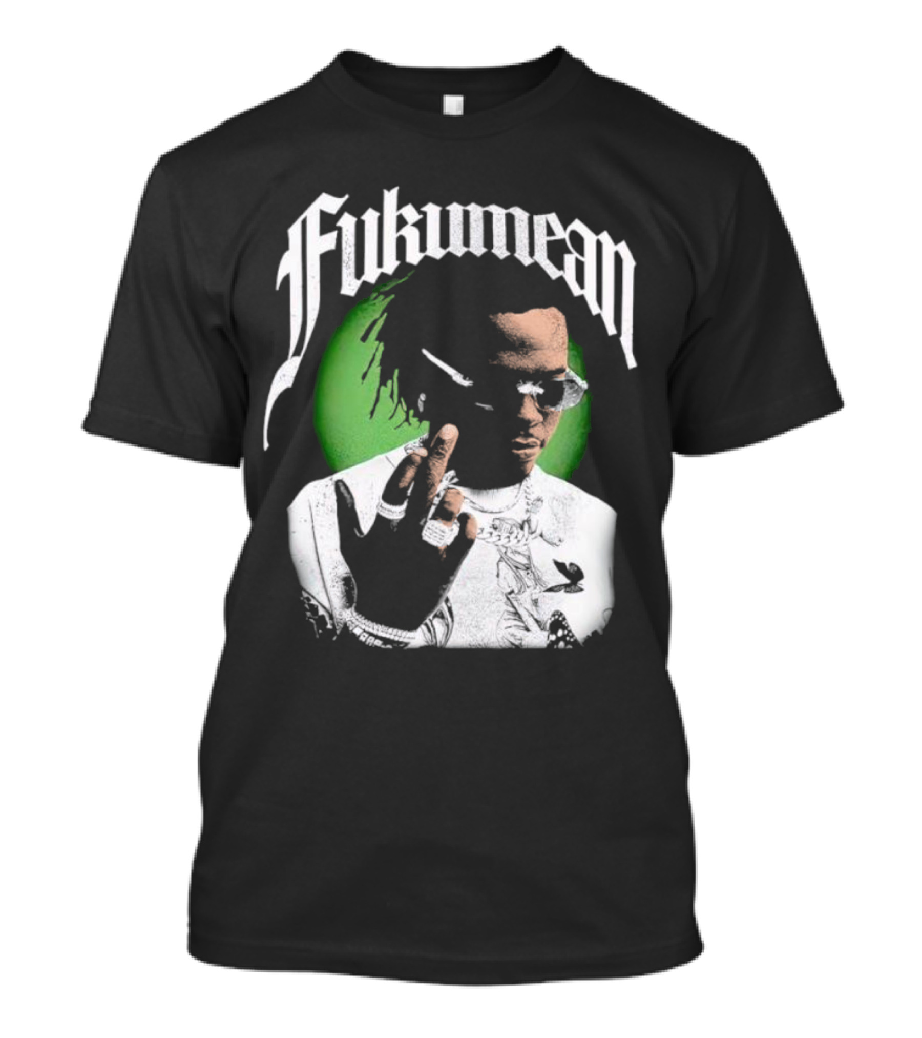 Fukumean 90s Vintage Hip Hop Style With Green Aura T-Shirt