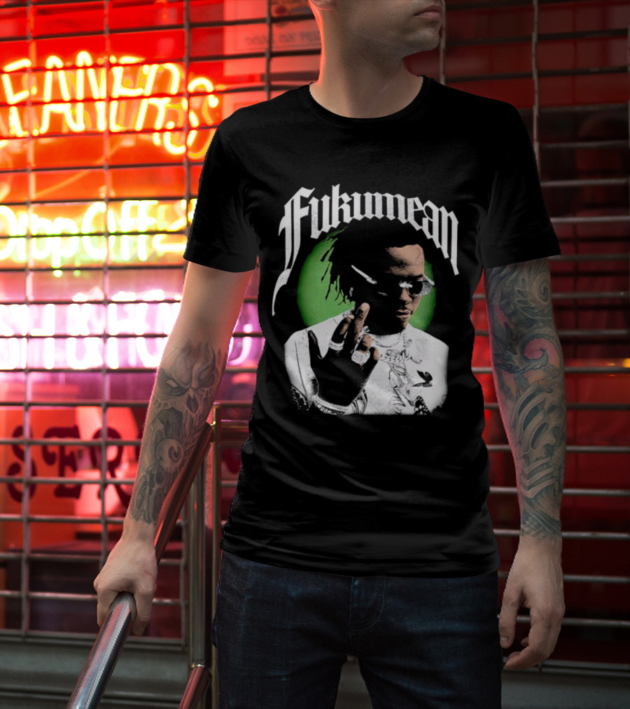 Fukumean 90s Vintage Hip Hop Style With Green Aura T-Shirt