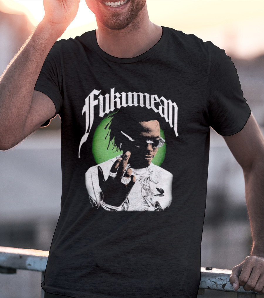 Fukumean 90s Vintage Hip Hop Style With Green Aura T-Shirt