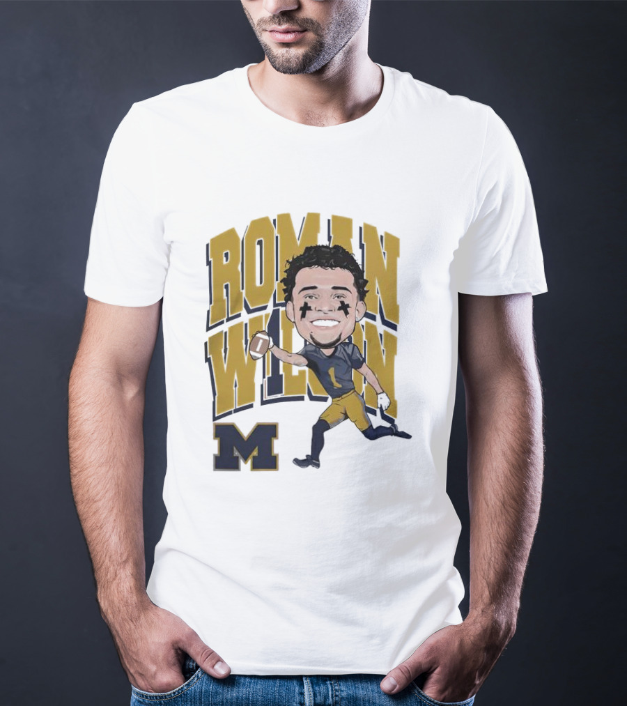 Roman Wilson University Of Michigan Football Caricature Roman Wilson M T-Shirt