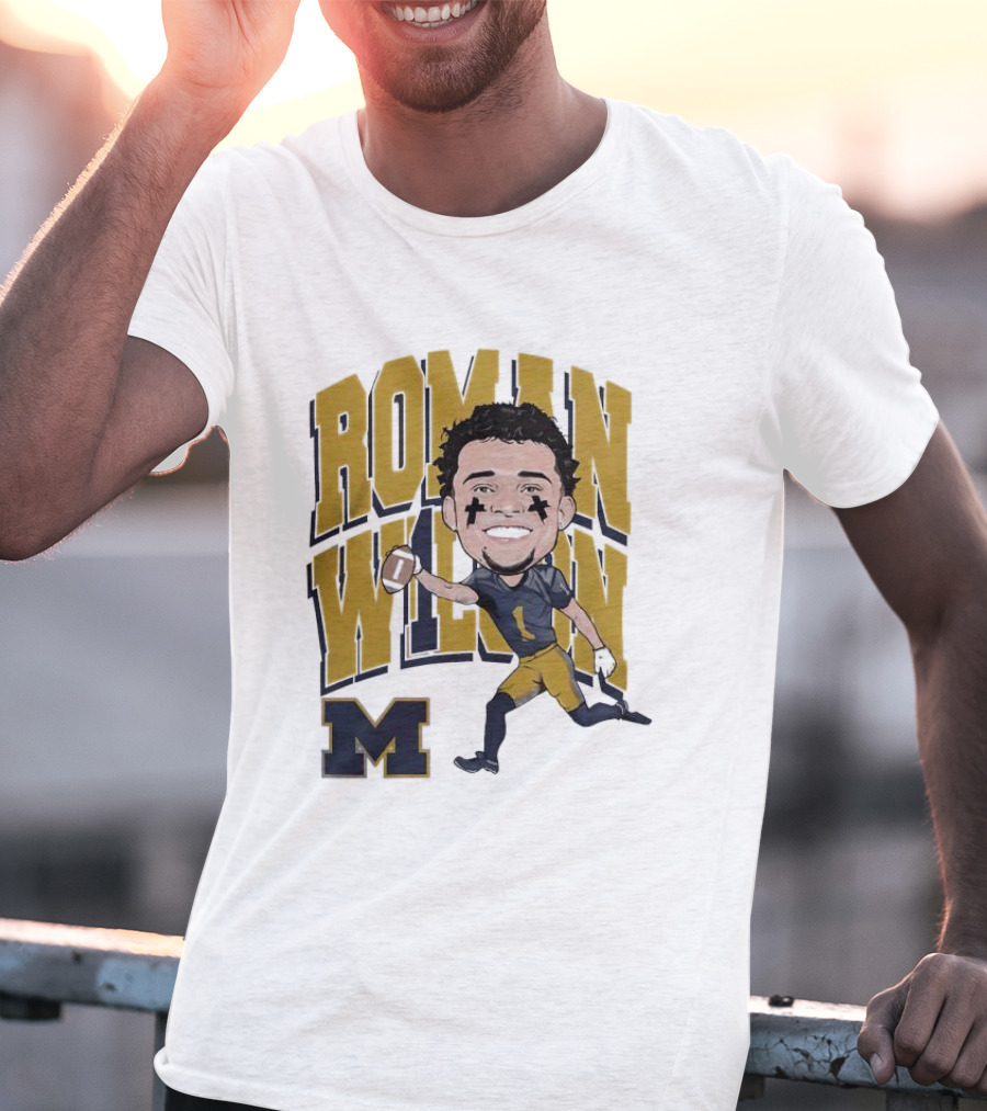 Roman Wilson University Of Michigan Football Caricature Roman Wilson M T-Shirt