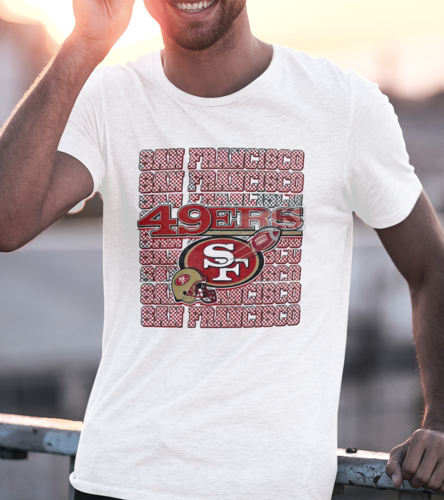 San Francisco 49ers Checkered Helmet T-Shirt
