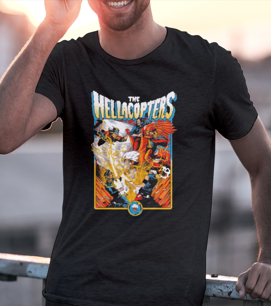 The Hellacopters Superhero Comic Rock Battle Machado T-Shirt