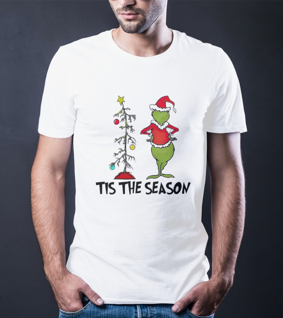 Grinch Tis The Season With Charlie Brown Christmas Tree T-Shirt