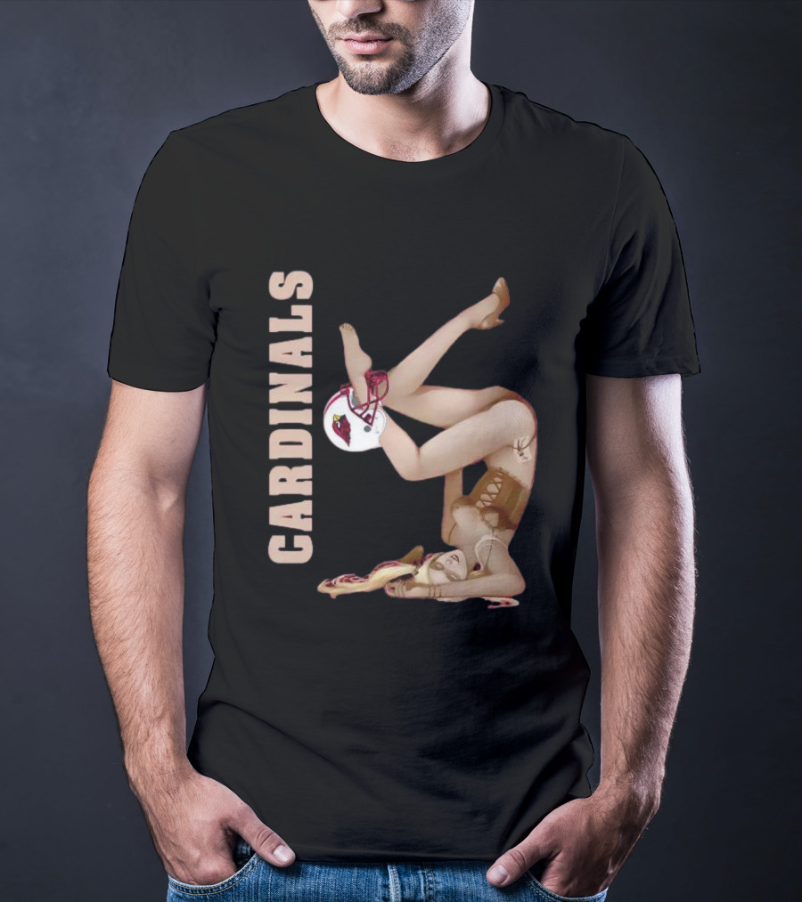 Cardinals Vintage Pin-Up Style Football T-Shirt