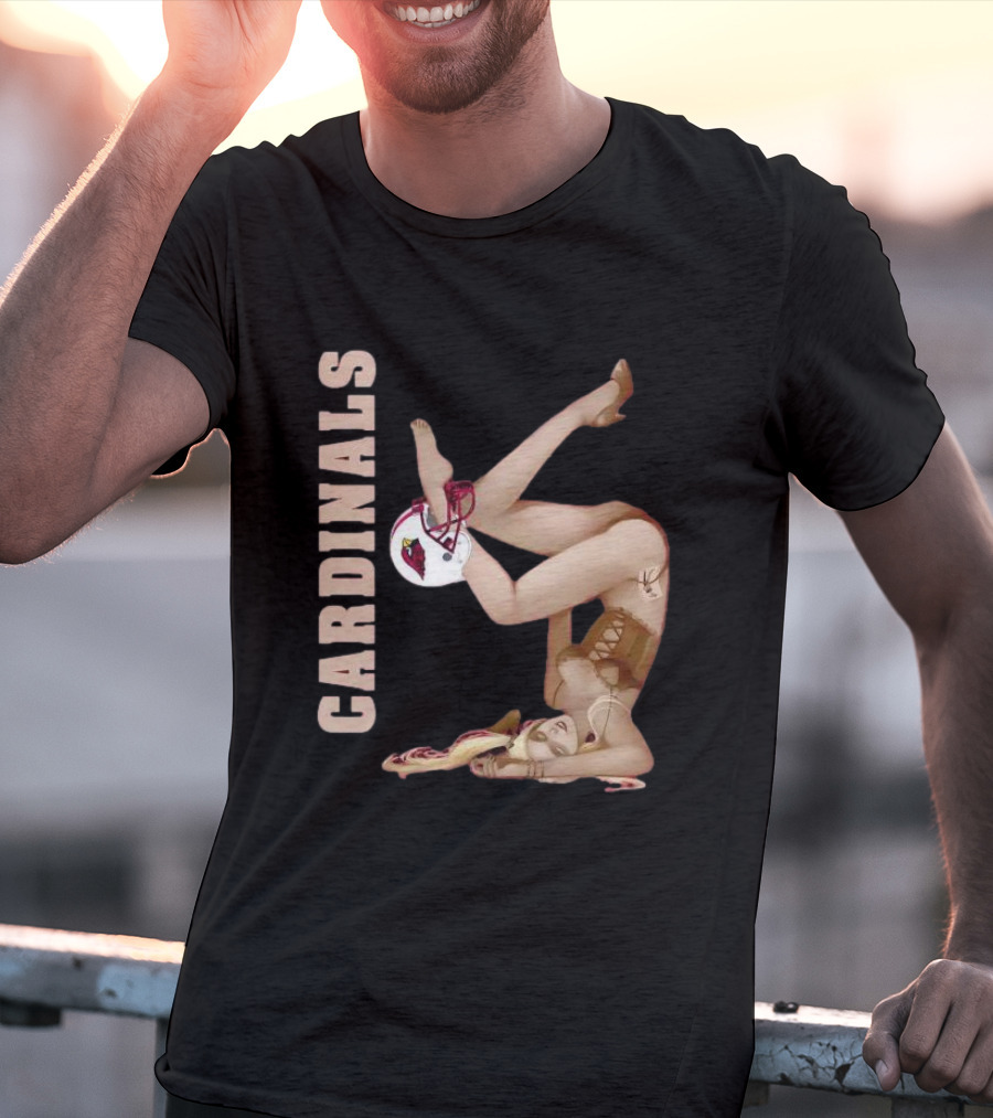 Cardinals Vintage Pin-Up Style Football T-Shirt