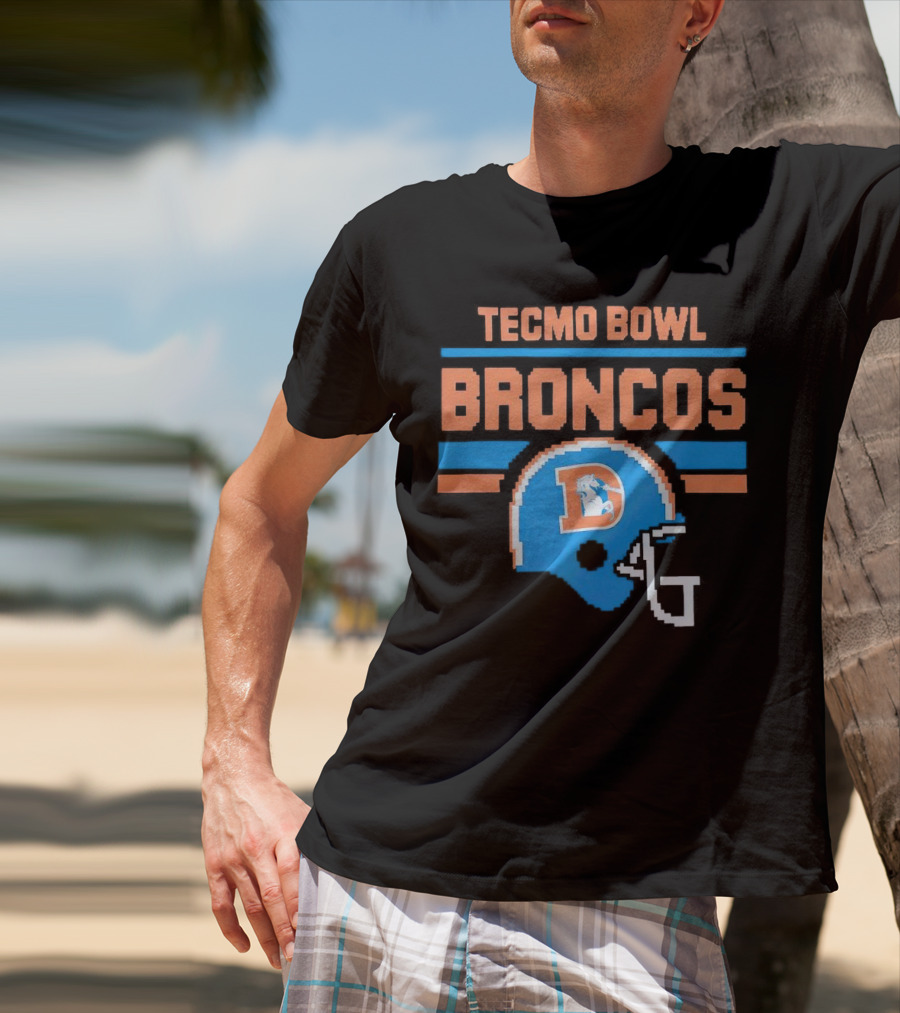 Tecmo Bowl Denver Broncos Retro Helmet Pixel T-Shirt