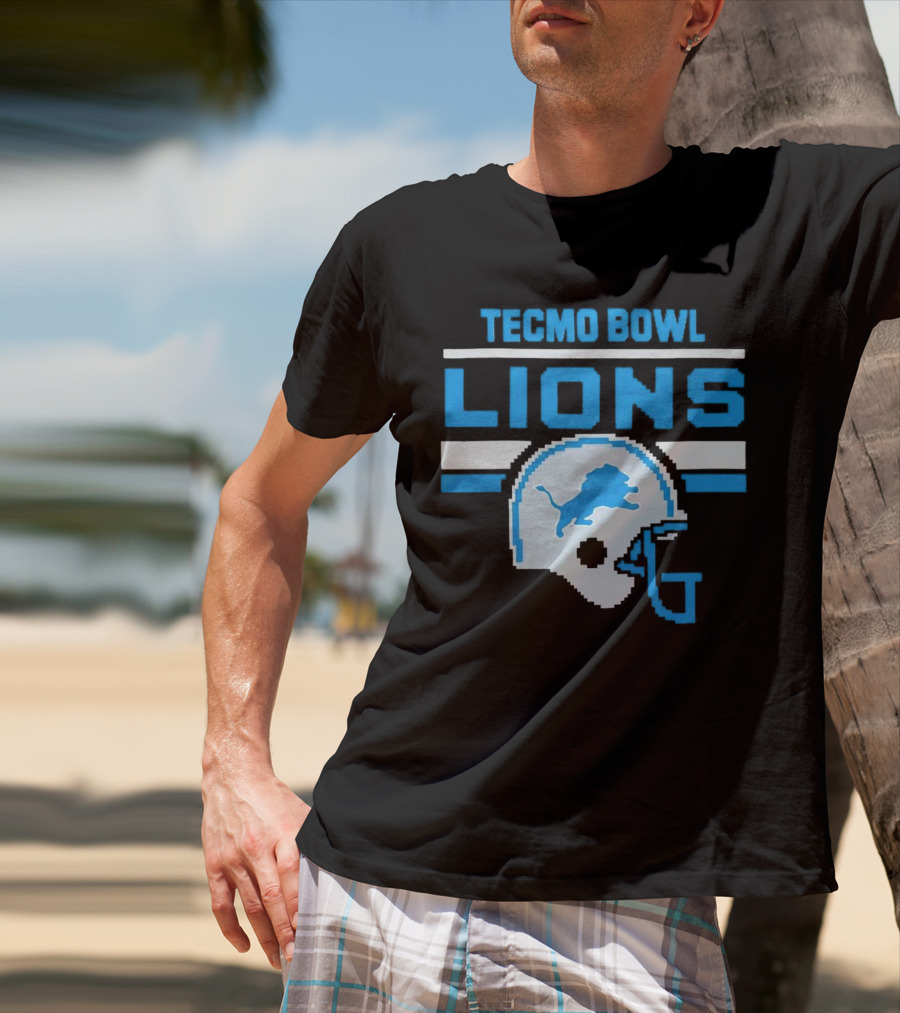 Tecmo Bowl Lions Helmet Detroit T-Shirt