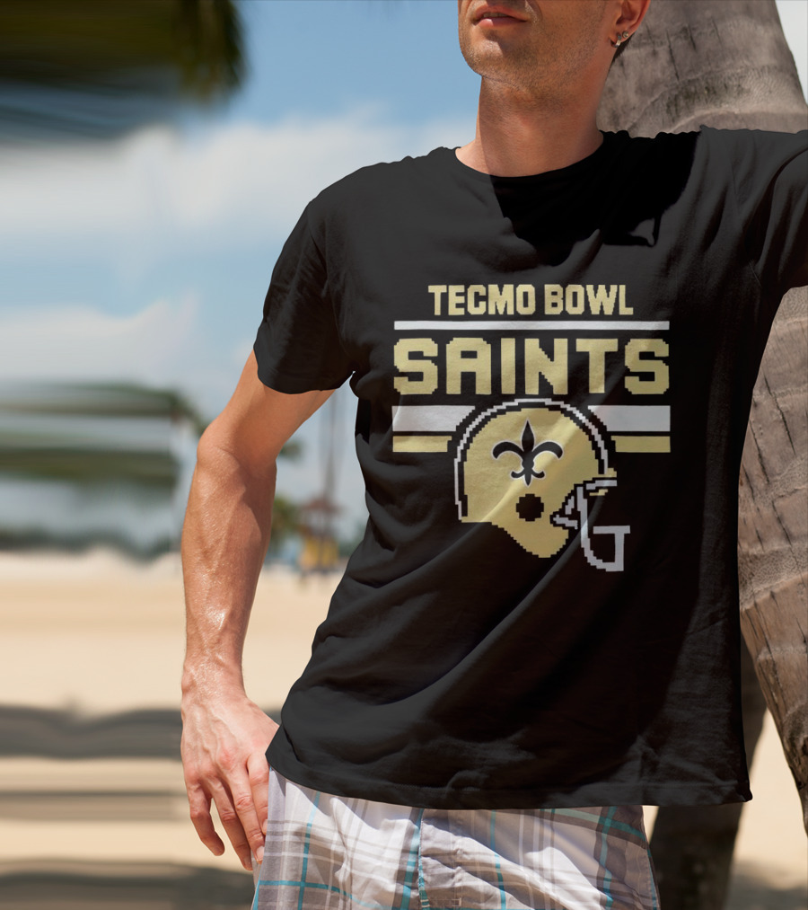 Tecmo Bowl Saints New Orleans Retro Football Helmet T-Shirt