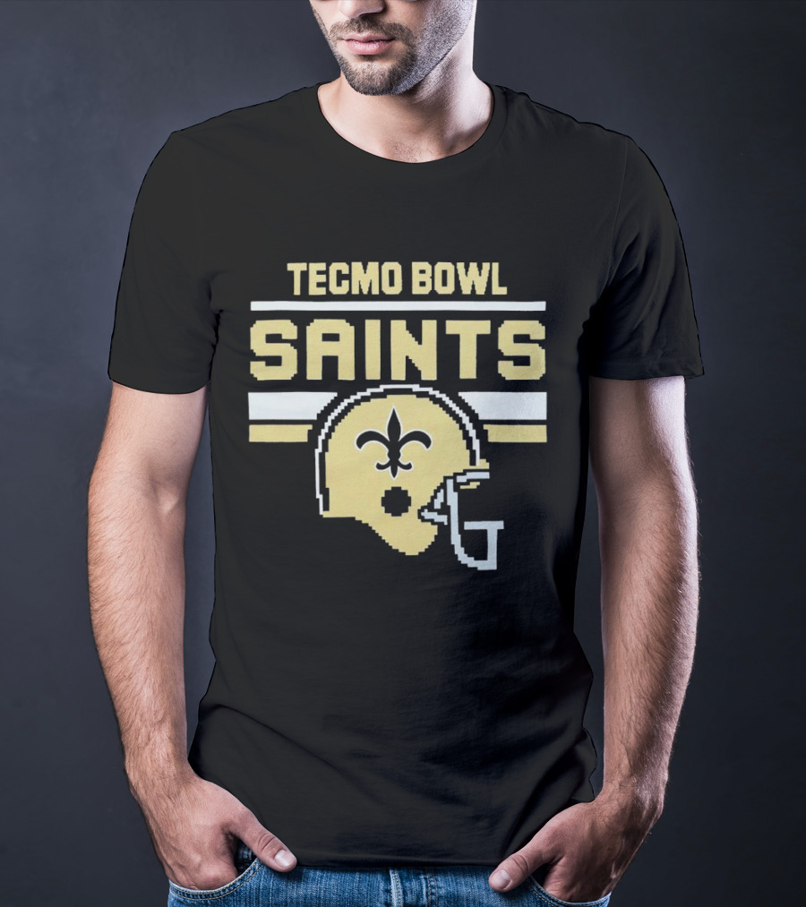 Tecmo Bowl Saints New Orleans Retro Football Helmet T-Shirt