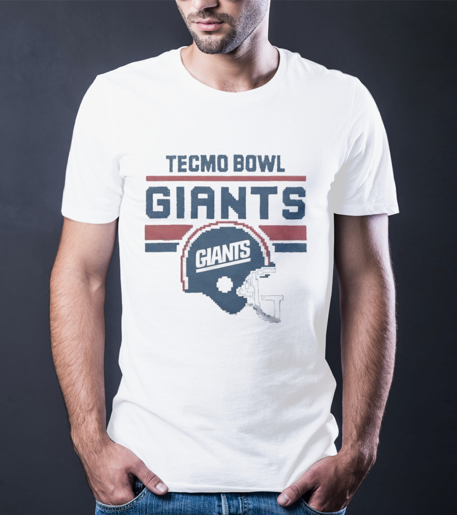 Tecmo Bowl Giants Helmet Retro Pixel T-Shirt