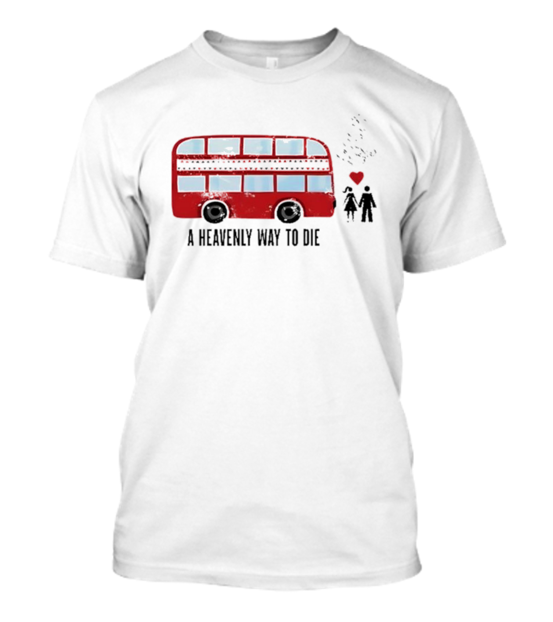 A Heavenly Way To Die Red Double-Decker Bus Couple And Heart T-Shirt