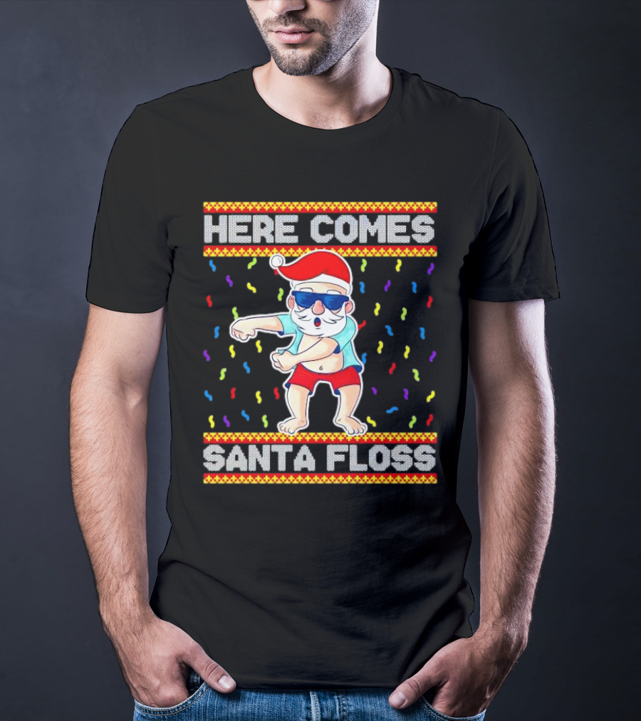 Here Comes Santa Floss Christmas Dance Party T-Shirt