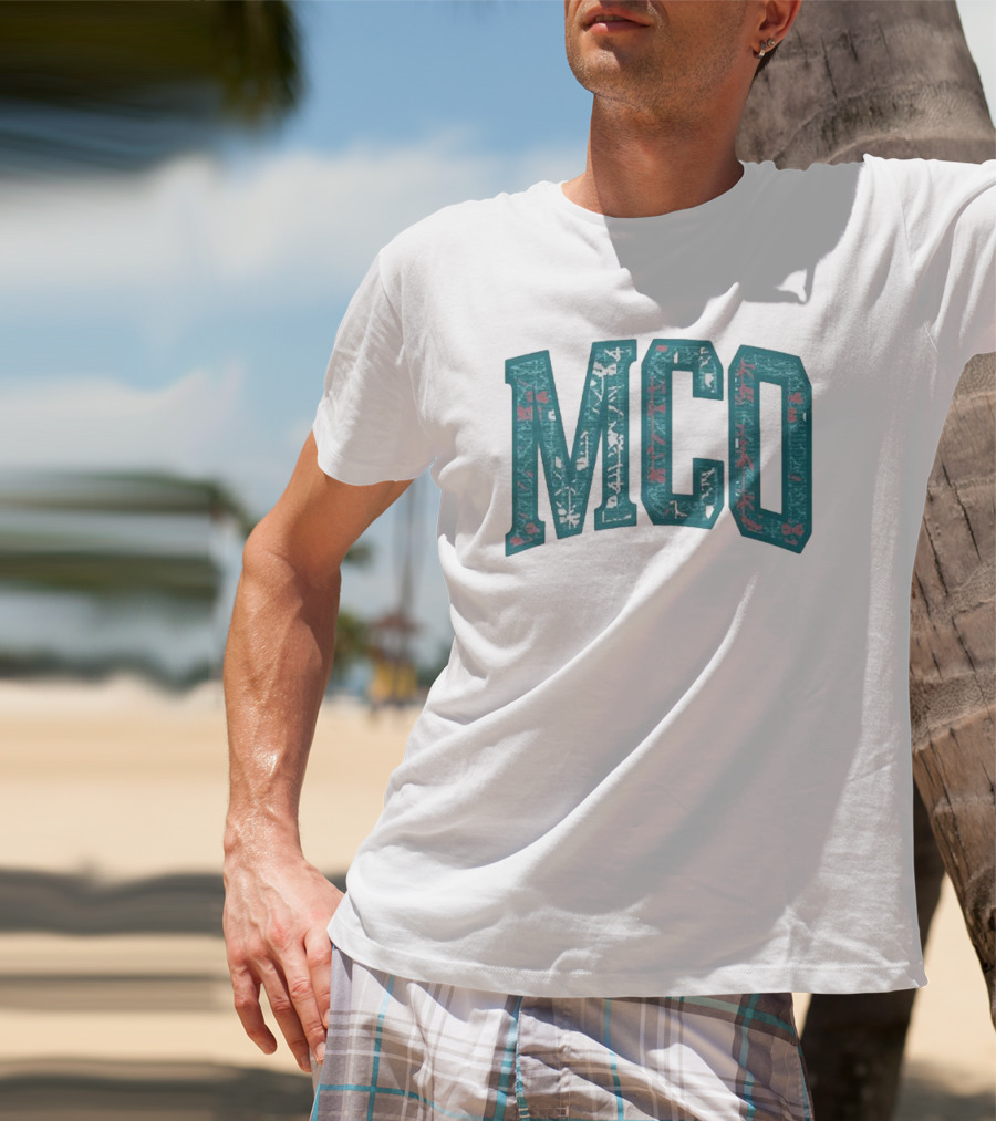 MCO Magic Carpet Oasis Vintage Teal Textured Letters T-Shirt
