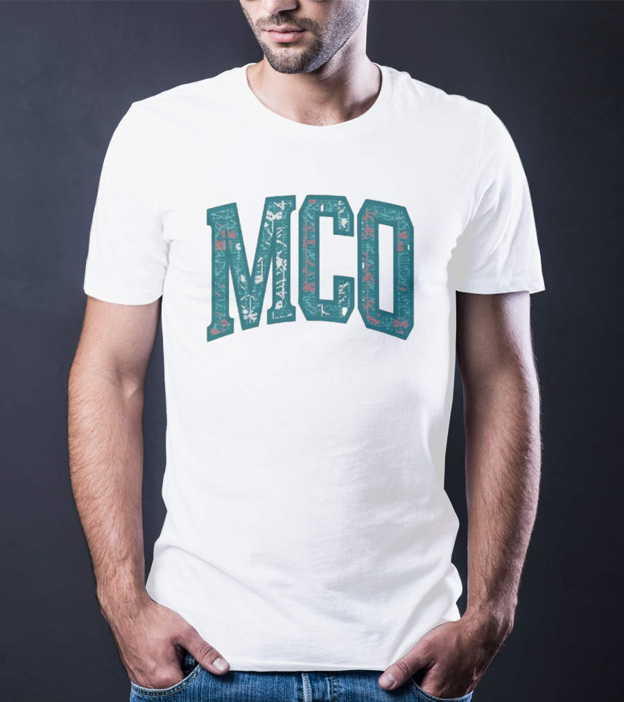 MCO Magic Carpet Oasis Vintage Teal Textured Letters T-Shirt