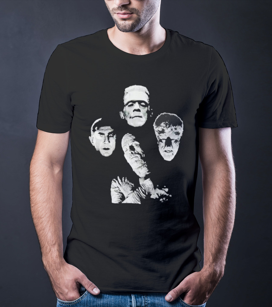Rock Rebel Monster Dracula Frankenstein Mummy Wolfman Horror Band T-Shirt